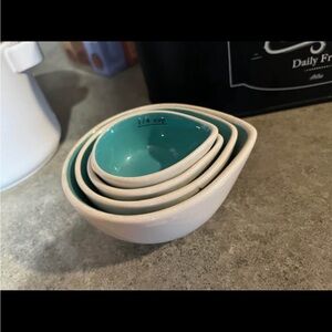 Teal and White Measuring Cups